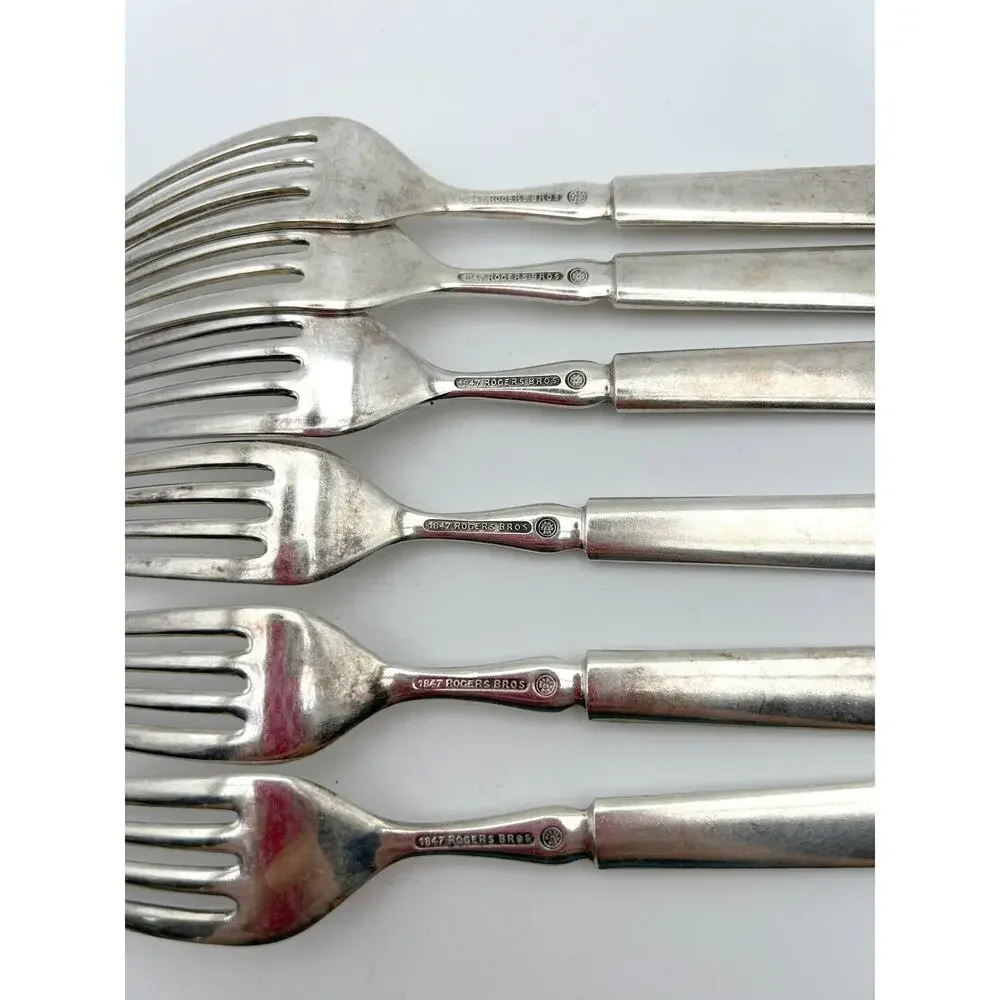 1847 Rogers Bros Forks Set of 6 Windsor Silverplate Monogramed 